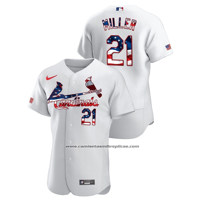 Camiseta Beisbol Hombre St. Louis Cardinals Andrew Miller 2020 Stars & Stripes 4th of July Blanco